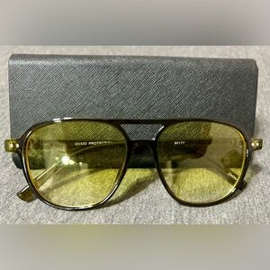 New black frame green lense sunglasses